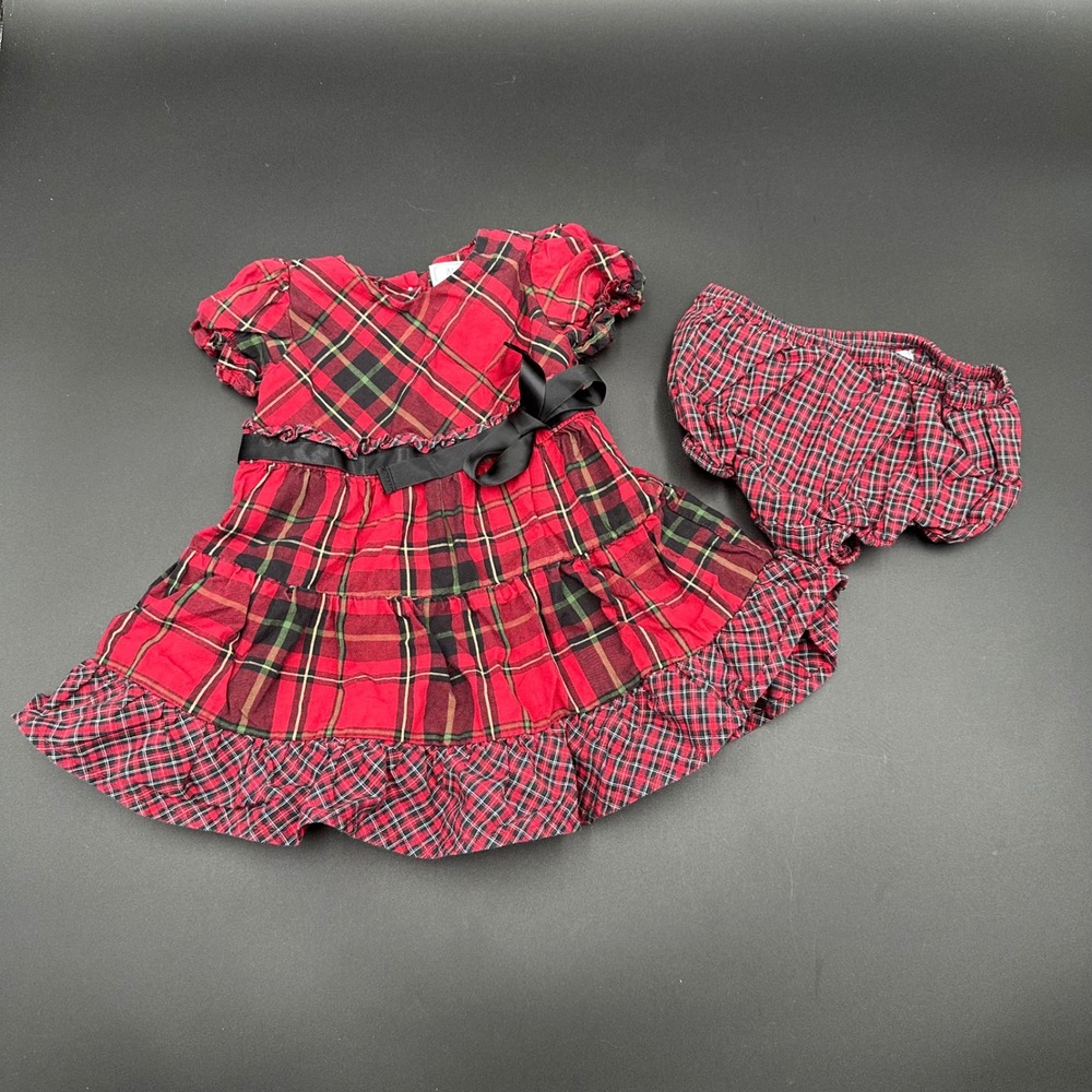 American Living Baby Girls Dress & Bloomer Set Plaid 6M "Ralph Lauren"Christmas